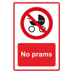 Schild Verbotszeichen Piktogramm & Text englisch · No prams · rot | selbstklebend