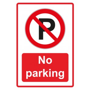 Schild Verbotszeichen Piktogramm & Text englisch · No parking · rot | selbstklebend