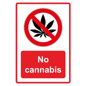 Magnetschild Verbotszeichen Piktogramm & Text englisch · No cannabis · rot (Verbotsschild magnetisch · Magnetfolie)
