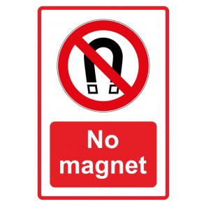 Aufkleber Verbotszeichen Piktogramm & Text englisch · No magnet · rot | stark haftend (Verbotsaufkleber)