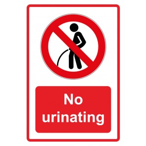 Aufkleber Verbotszeichen Piktogramm & Text englisch · No urinating · rot (Verbotsaufkleber)