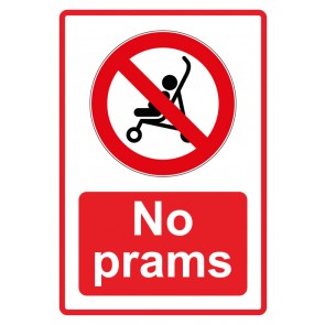 Aufkleber Verbotszeichen Piktogramm & Text englisch · No prams · rot (Verbotsaufkleber)