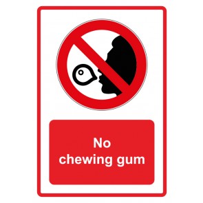 Aufkleber Verbotszeichen Piktogramm & Text englisch · No chewing gum · rot | stark haftend (Verbotsaufkleber)