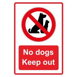 Aufkleber Verbotszeichen Piktogramm & Text englisch · No dogs Keep out · rot (Verbotsaufkleber)