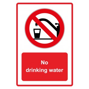 Aufkleber Verbotszeichen Piktogramm & Text englisch · No drinking water · rot (Verbotsaufkleber)