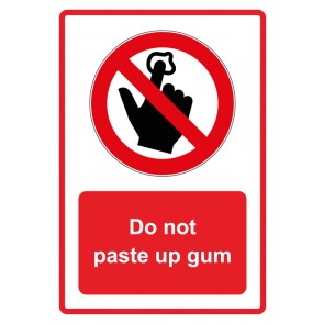 Magnetschild Verbotszeichen Piktogramm & Text englisch · Do not paste up gum · rot (Verbotsschild magnetisch · Magnetfolie)