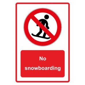 Aufkleber Verbotszeichen Piktogramm & Text englisch · No snowboarding · rot (Verbotsaufkleber)