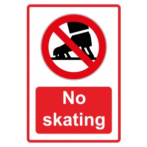Schild Verbotszeichen Piktogramm & Text englisch · No skating · rot | selbstklebend