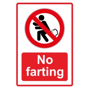 Schild Verbotszeichen Piktogramm & Text englisch · No farting · rot | selbstklebend