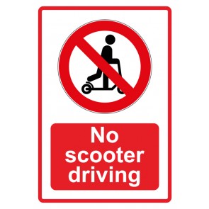 Schild Verbotszeichen Piktogramm & Text englisch · No scooter driving · rot | selbstklebend