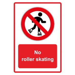 Aufkleber Verbotszeichen Piktogramm & Text englisch · No roller skating · rot | stark haftend (Verbotsaufkleber)
