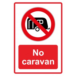Schild Verbotszeichen Piktogramm & Text englisch · No caravan · rot (Verbotsschild)