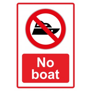 Magnetschild Verbotszeichen Piktogramm & Text englisch · No boat · rot (Verbotsschild magnetisch · Magnetfolie)
