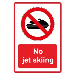 Magnetschild Verbotszeichen Piktogramm & Text englisch · No jet skiing · rot (Verbotsschild magnetisch · Magnetfolie)