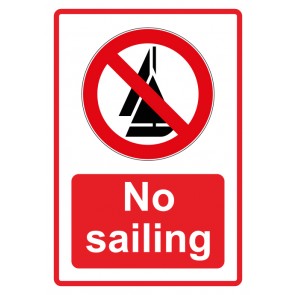 Schild Verbotszeichen Piktogramm & Text englisch · No sailing · rot (Verbotsschild)