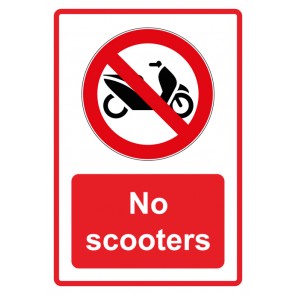 Schild Verbotszeichen Piktogramm & Text englisch · No scooters · rot (Verbotsschild)