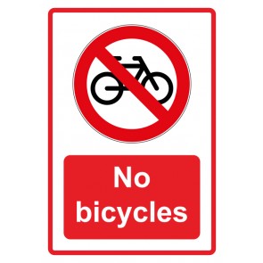 Aufkleber Verbotszeichen Piktogramm & Text englisch · No bicycles · rot (Verbotsaufkleber)