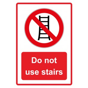 Aufkleber Verbotszeichen Piktogramm & Text englisch · Do not use stairs · rot (Verbotsaufkleber)