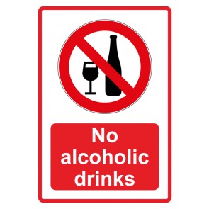 Aufkleber Verbotszeichen Piktogramm & Text englisch · No alcoholic drinks · rot | stark haftend (Verbotsaufkleber)