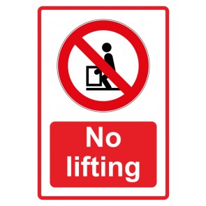 Schild Verbotszeichen Piktogramm & Text englisch · No lifting · rot | selbstklebend