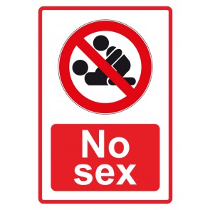 Schild Verbotszeichen Piktogramm & Text englisch · No sex · rot | selbstklebend