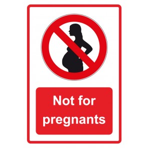 Aufkleber Verbotszeichen Piktogramm & Text englisch · Not for pregnants · rot | stark haftend (Verbotsaufkleber)