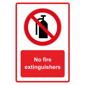 Schild Verbotszeichen Piktogramm & Text englisch · No fire extinguishers · rot (Verbotsschild)