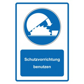 Aufkleber Gebotszeichen Piktogramm & Text deutsch · Schutzvorrichtung benutzen · blau (Gebotsaufkleber)