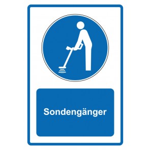 Schild Gebotszeichen Piktogramm & Text deutsch · Sondengänger · blau | selbstklebend (Gebotsschild)
