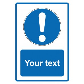 Schild Gebotszeichen Piktogramm & Text englisch · Your Text englisch · blau | selbstklebend (Gebotsschild)