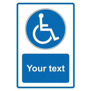 Schild Gebotszeichen Piktogramm & Text englisch · Handicap Your Text englisch · blau | selbstklebend (Gebotsschild)