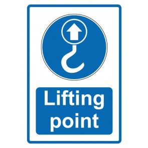 Schild Gebotszeichen Piktogramm & Text englisch · Lifting point · blau | selbstklebend (Gebotsschild)