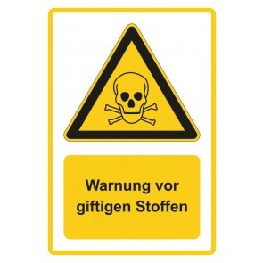 Schild Warnzeichen Piktogramm & Text deutsch · Warnung vor giftigen Stoffen · gelb | selbstklebend (Warnschild)