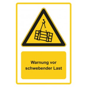 Magnetschild Warnzeichen Piktogramm & Text deutsch · Warnung vor schwebender Last · gelb (Warnschild magnetisch · Magnetfolie)
