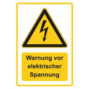 Magnetschild Warnzeichen Piktogramm & Text deutsch · Warnung vor elektrischer Spannung · gelb (Warnschild magnetisch · Magnetfolie)