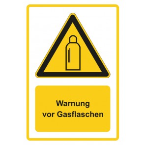 Aufkleber Warnzeichen Piktogramm & Text deutsch · Warnung vor Gasflaschen · gelb (Warnaufkleber)