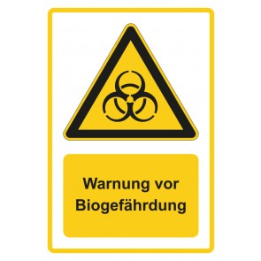 Aufkleber Warnzeichen Piktogramm & Text deutsch · Warnung vor Biogefährdung · gelb | stark haftend