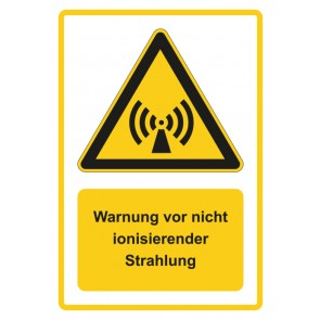 Aufkleber Warnzeichen Piktogramm & Text deutsch · Warnung vor nicht ionisierender Strahlung · gelb | stark haftend