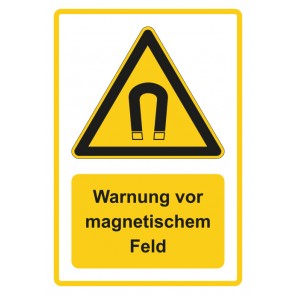 Schild Warnzeichen Piktogramm & Text deutsch · Warnung vor magnetischem Feld · gelb