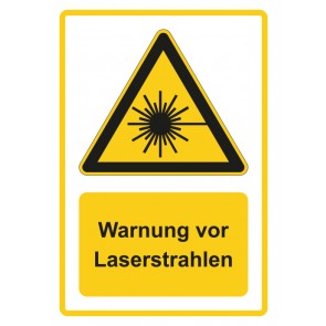 Magnetschild Warnzeichen Piktogramm & Text deutsch · Warnung vor Laserstrahlen · gelb