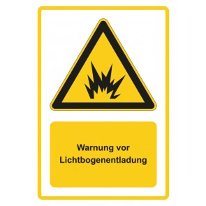 Schild Warnzeichen Piktogramm & Text deutsch · Warnung vor Lichtbogenentladung · gelb | selbstklebend