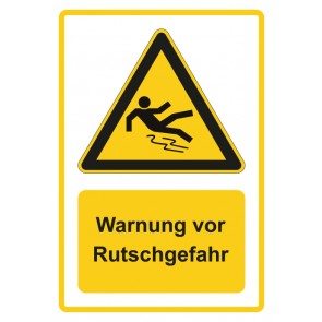 Aufkleber Warnzeichen Piktogramm & Text deutsch · Warnung vor Rutschgefahr · gelb (Warnaufkleber)