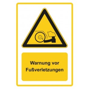 Aufkleber Warnzeichen Piktogramm & Text deutsch · Warnung vor Fußverletzungen · gelb (Warnaufkleber)