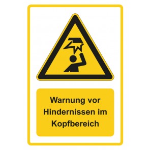 Magnetschild Warnzeichen Piktogramm & Text deutsch · Warnung vor Hindernissen im Kopfbereich · gelb