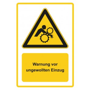 Aufkleber Warnzeichen Piktogramm & Text deutsch · Warnung vor ungewollten Einzug · gelb