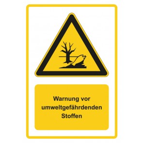 Aufkleber Warnzeichen Piktogramm & Text deutsch · Warnung vor umweltgefährdenden Stoffen · gelb