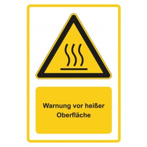 Aufkleber Warnzeichen Piktogramm & Text deutsch · Warnung vor heißer Oberfläche · gelb