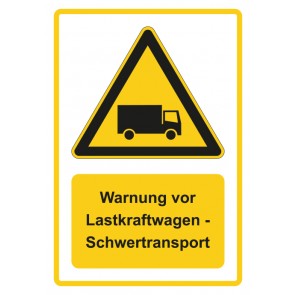 Aufkleber Warnzeichen Piktogramm & Text deutsch · Warnung vor Lastkraftwagen - Schwertransport · gelb | stark haftend