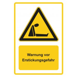 Magnetschild Warnzeichen Piktogramm & Text deutsch · Warnung vor Erstickungsgefahr · gelb