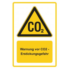 Aufkleber Warnzeichen Piktogramm & Text deutsch · Warnung vor CO2 - Erstickungsgefahr · gelb